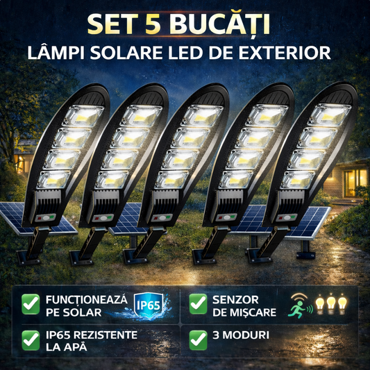 5x 1200W UTCÁRA VALÓ LÁMPA, NAPENERGIA TÖLTÉS
